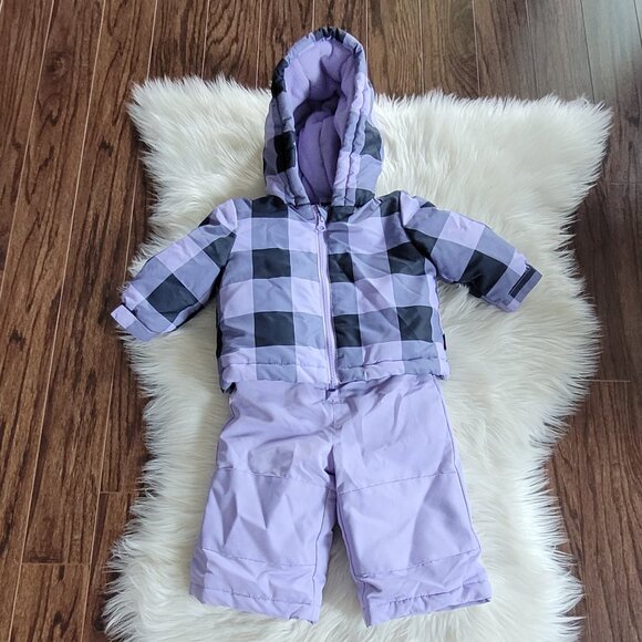 Joe Fresh Kid's Purple & Black Hooded Jacket & Pant Snow Suit Set Size 6-12M - Picture 2 of 12